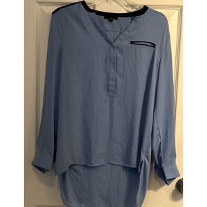 Harve' Bernard  Women's Blouse Top Long Sleeve Size‎ M Blue High Low